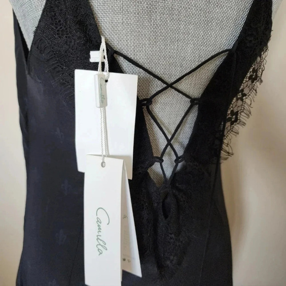 ❤️HOST PICK❤️ Camilla  Midi Lace Slip Dress Rebelle Black 100% Silk size S - Picture 4 of 16